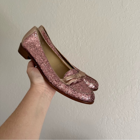 Kate Spade Pink Glitter Cora Slip On Loafers - Picture 2 of 11
